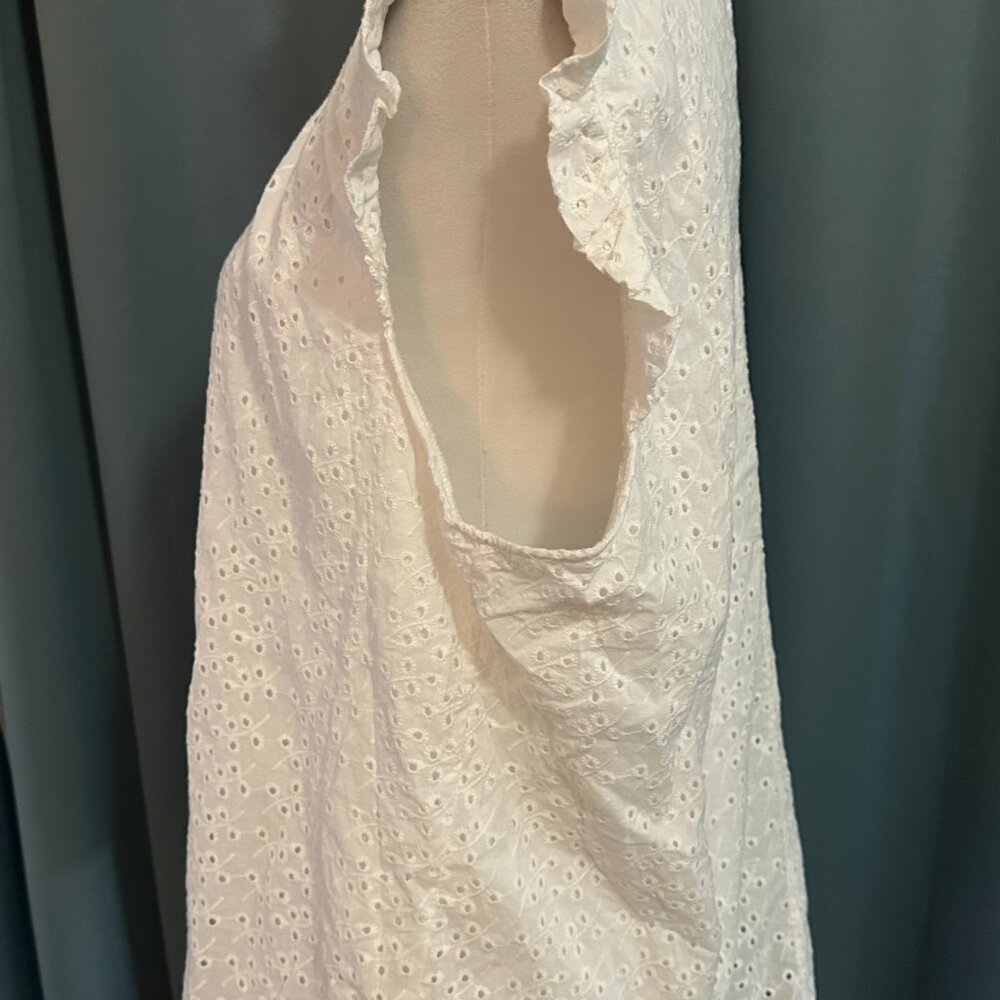 Nanette Lepore White Eyelet Embroidered Flutter Sleeve Blouse Top Women XL - Picture 4 of 8